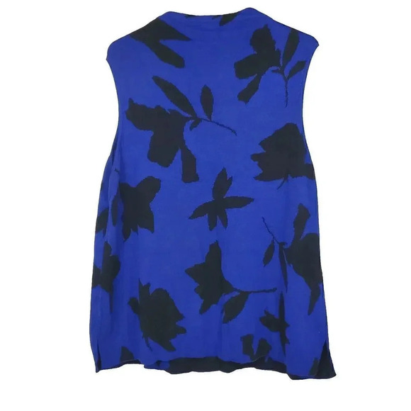 Chico's Travelers SZ 3 XL Double Knit Tank Shell Blue Sleeveless Mock Neck Flora - Picture 5 of 9
